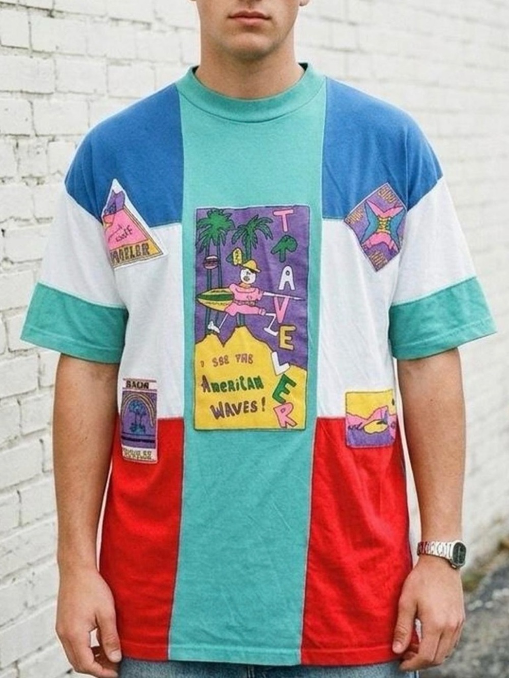 Rare Vintage One of a Kind 80s 90s Custom Single Stitch Surf Travel T-Shirt